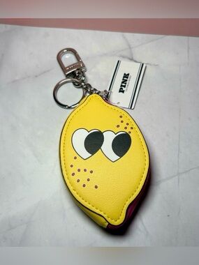 Victoria Secret PINK Secret Lemon Zip Pouch Keychain Bag Charm